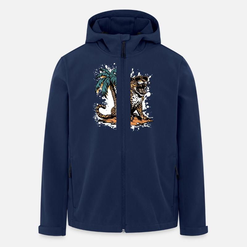 Leopard Island Palm Tree - Men’s Recycled Softshell Jacket by Stanley/Stella - navy