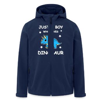 Boy Loves Dinosaur - Men’s Recycled Softshell Jacket by Stanley/Stella - navy - Front - AI Model Male 185 light (185cm)