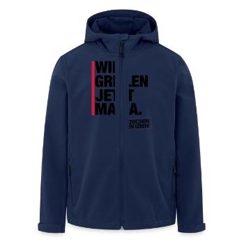 Grillen jetzt Mama. - Recycelte Männer Softshell-Jacke von Stanley/Stella - Navy - Vorne - AI Model Male 185 light (185cm)