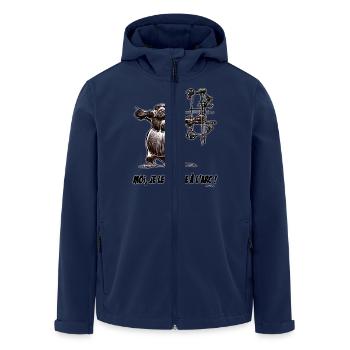 Le Ragondin, Moi Je Le Chasse A l'arc ! Black - Veste softshell homme en polyester recyclé Stanley/Stella - marine - Devant - AI Model Male 185 light (185cm)