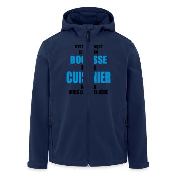 compliqué d'être un bogosse et un cuisinier - Veste softshell homme en polyester recyclé Stanley/Stella - marine - Devant - AI Model Male 185 light (185cm)