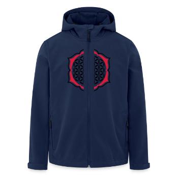 Fleur de la vie - timbre - Lotus - Veste softshell homme en polyester recyclé Stanley/Stella - marine - Devant - AI Model Male 185 light (185cm)