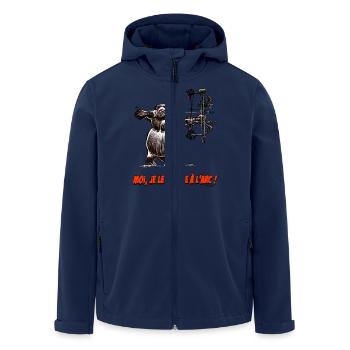 Le Ragondin, Moi Je Le Chasse A L'arc ! - Veste softshell homme en polyester recyclé Stanley/Stella - marine - Devant - AI Model Male 185 light (185cm)