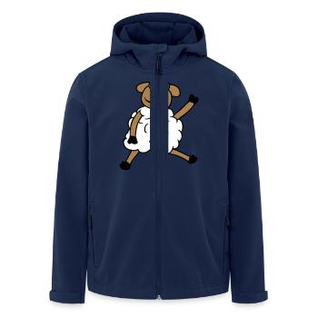 sheep sitting waving greeting happy smiling cool - Men’s Recycled Softshell Jacket by Stanley/Stella - navy - Front - AI Model Male 185 light (185cm)