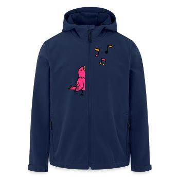 Musical notes: songbird, sparrow, singing, chirping, music - Men’s Recycled Softshell Jacket by Stanley/Stella - navy - Front - AI Model Male 185 light (185cm)