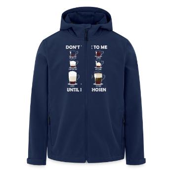 Sprich nicht mit mir, bis ich mich für einen Kaffee entschieden habe - Recycelte Männer Softshell-Jacke von Stanley/Stella - Navy - Vorne - AI Model Male 185 light (185cm)