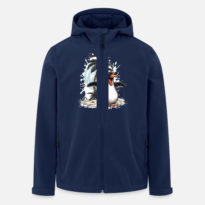 Penguin Island Palm Tree - Men’s Recycled Softshell Jacket by Stanley/Stella - navy