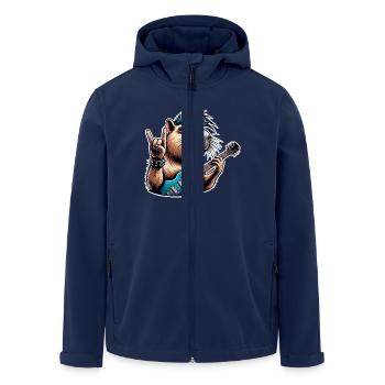 Capybara Rock and Roll Gitarrist - Recycelte Männer Softshell-Jacke von Stanley/Stella - Navy - Vorne - AI Model Male 185 light (185cm)