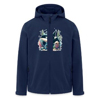 Orca Killer Whale - Men’s Recycled Softshell Jacket by Stanley/Stella - navy - Front - AI Model Male 185 light (185cm)