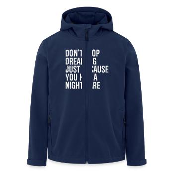 N’arrêtez pas de rêver juste parce que vous avez eu une nuit - Veste softshell homme en polyester recyclé Stanley/Stella - marine - Devant - AI Model Male 185 light (185cm)