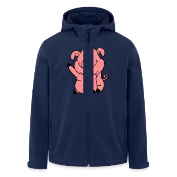 Cute cartoon comic pig waves friendly - Men’s Recycled Softshell Jacket by Stanley/Stella - navy - Front - AI Model Male 185 light (185cm)