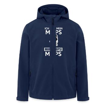 Mopsi Mops Pug - Recycelte Männer Softshell-Jacke von Stanley/Stella - Navy - Vorne - AI Model Male 185 light (185cm)