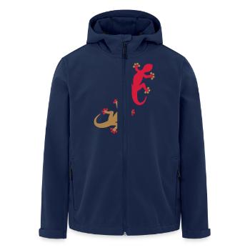 Two geckos 2c - Men’s Recycled Softshell Jacket by Stanley/Stella - navy - Front - AI Model Male 185 light (185cm)