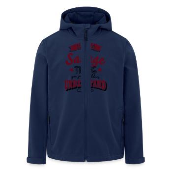 its a savage name surname thing - Men’s Recycled Softshell Jacket by Stanley/Stella - navy - Front - AI Model Male 185 light (185cm)