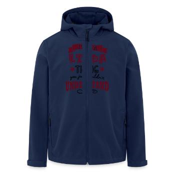 its a linda name forename thing - Men’s Recycled Softshell Jacket by Stanley/Stella - navy - Front - AI Model Male 185 light (185cm)