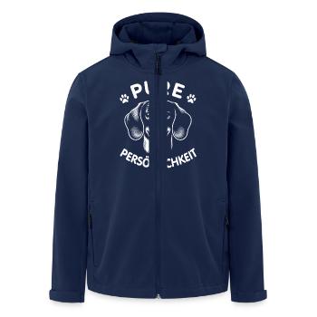 Dackel ist pure Persönlichkeit Dackelportrait - Recycelte Männer Softshell-Jacke von Stanley/Stella - Navy - Vorne - AI Model Male 185 light (185cm)