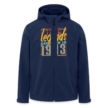 True legends are born in 1943 Vintage Birthday - Men’s Recycled Softshell Jacket by Stanley/Stella - navy - Front - AI Model Male 185 light (185cm)