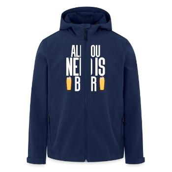 Beer - Men’s Recycled Softshell Jacket by Stanley/Stella - navy - Front - AI Model Male 185 light (185cm)