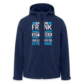 FRANK - Gottgleich - Recycelte Männer Softshell-Jacke von Stanley/Stella - Navy - Vorne - AI Model Male 185 light (185cm)