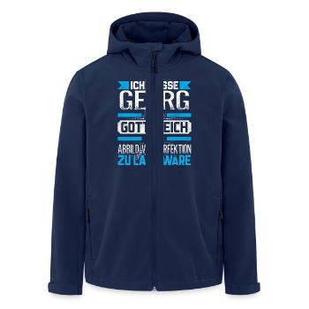 GEORG - Gottgleich - Recycelte Männer Softshell-Jacke von Stanley/Stella - Navy - Vorne - AI Model Male 185 light (185cm)