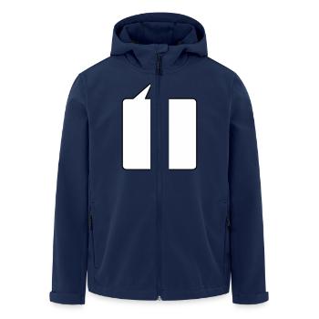 Sprechblase eckig mittel 2c - Men’s Recycled Softshell Jacket by Stanley/Stella - navy - Front - AI Model Male 185 light (185cm)