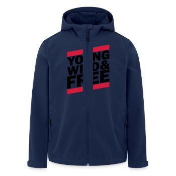 Young, Wild & Free (1c) - Recycelte Männer Softshell-Jacke von Stanley/Stella - Navy - Vorne - AI Model Male 185 light (185cm)