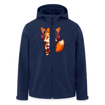 00237 roter Fuchs mit Kopfhörer und Controller - Recycelte Männer Softshell-Jacke von Stanley/Stella - Navy - Vorne - AI Model Male 185 light (185cm)