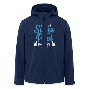 Super Papi Papy trop génial cadeau grand père - Veste softshell homme en polyester recyclé Stanley/Stella - marine - Devant - AI Model Male 185 light (185cm)