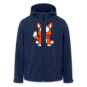 Dog Fox Funny Grimace Squint Tongue Out - Men’s Recycled Softshell Jacket by Stanley/Stella - navy - Front - AI Model Male 185 light (185cm)