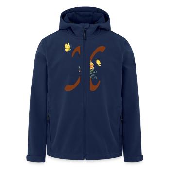 Buchstabe x Sonnenblume Schmetterling - Recycelte Männer Softshell-Jacke von Stanley/Stella - Navy - Vorne - AI Model Male 185 light (185cm)