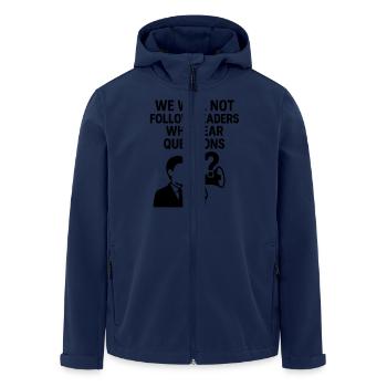 We will not follow leaders who fear questions - Recycelte Männer Softshell-Jacke von Stanley/Stella - Navy - Vorne - AI Model Male 185 light (185cm)