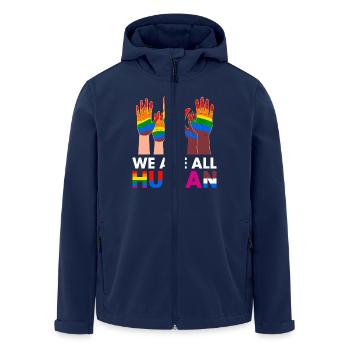 We Are All Human Diverse Hands Rainbow - Men’s Recycled Softshell Jacket by Stanley/Stella - navy - Front - AI Model Male 185 light (185cm)