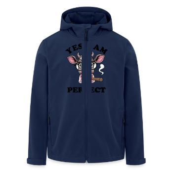 Cow with glasses – Yes, I am perfect! - Men’s Recycled Softshell Jacket by Stanley/Stella - navy - Front - AI Model Male 185 light (185cm)