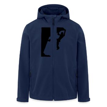 climbing - Men’s Recycled Softshell Jacket by Stanley/Stella - navy - Front - AI Model Male 185 light (185cm)