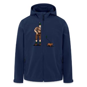 Bayer in Lederhosen mit Dackel - Recycelte Männer Softshell-Jacke von Stanley/Stella - Navy - Vorne - AI Model Male 185 light (185cm)