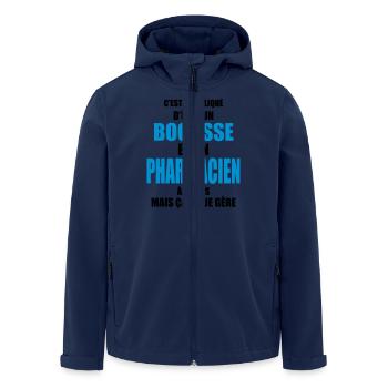 compliqué d'être un bogosse et un pharmacien - Veste softshell homme en polyester recyclé Stanley/Stella - marine - Devant - AI Model Male 185 light (185cm)