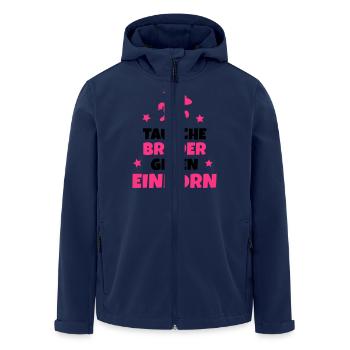 Tausche Bruder gegen Einhorn - Recycelte Männer Softshell-Jacke von Stanley/Stella - Navy - Vorne - AI Model Male 185 light (185cm)