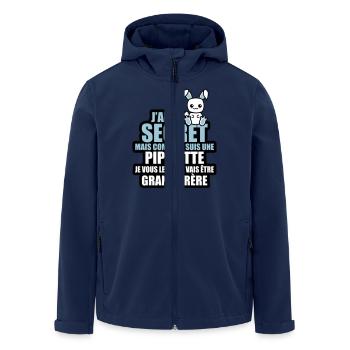 j'ai un secret je vais être grand-frère - Veste softshell homme en polyester recyclé Stanley/Stella - marine - Devant - AI Model Male 185 light (185cm)