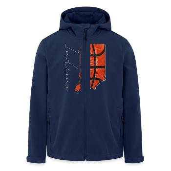Vrai basket-ball dans l’Indiana State Carte IN - Veste softshell homme en polyester recyclé Stanley/Stella - marine - Devant - AI Model Male 185 light (185cm)