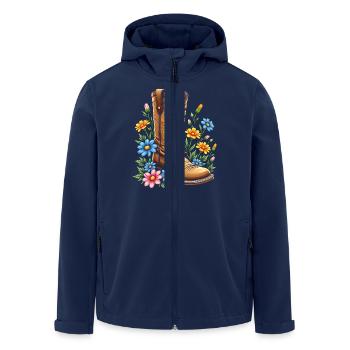 Floral Shoe - Flower Power - Men’s Recycled Softshell Jacket by Stanley/Stella - navy - Front - AI Model Male 185 light (185cm)