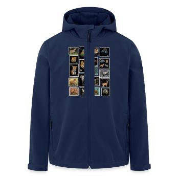 Timbres-poste Animaux du monde - Veste softshell homme en polyester recyclé Stanley/Stella - marine - Devant - AI Model Male 185 light (185cm)