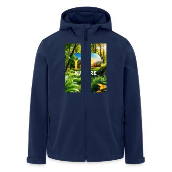 Nature - Men’s Recycled Softshell Jacket by Stanley/Stella - navy - Front - AI Model Male 185 light (185cm)
