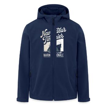 Navigateur Timonier Marine Nationale - Veste softshell homme en polyester recyclé Stanley/Stella - marine - Devant - AI Model Male 185 light (185cm)