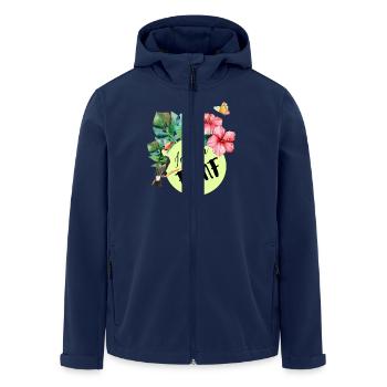 Ich bin fünf – blumiger 5. Geburtstag - Recycelte Männer Softshell-Jacke von Stanley/Stella - Navy - Vorne - AI Model Male 185 light (185cm)