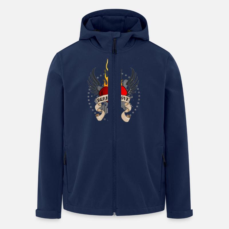 Burning Love (Heart & bannière) 03 - Veste softshell homme en polyester recyclé Stanley/Stella - marine