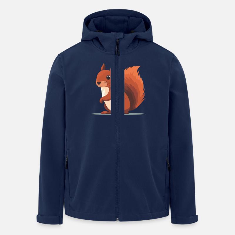 Sødt egern – sjovt skovdyr design - Stanley/Stella herre softshelljakke i genanvendt polyester - marineblå