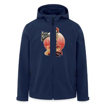 Xmas-pin-up-final-file - Rahmenlos design gift - Men’s Recycled Softshell Jacket by Stanley/Stella - navy - Front - AI Model Male 185 light (185cm)