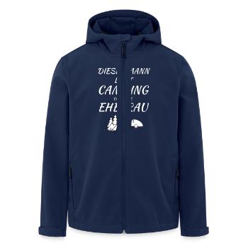mann liebt camping - Recycelte Männer Softshell-Jacke von Stanley/Stella - Navy - Vorne - AI Model Male 185 light (185cm)
