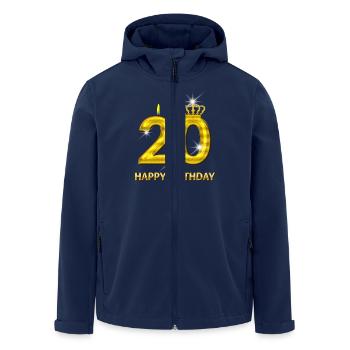 or numéro 20-joyeux anniversaire - anniversaire- - Veste softshell homme en polyester recyclé Stanley/Stella - marine - Devant - AI Model Male 185 light (185cm)