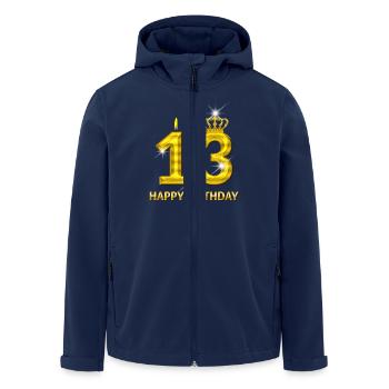 13-happy birthday - birthday - number gold - Men’s Recycled Softshell Jacket by Stanley/Stella - navy - Front - AI Model Male 185 light (185cm)